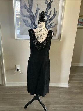 Dolce & Gabbana Black Lace-Trim Midi Dress